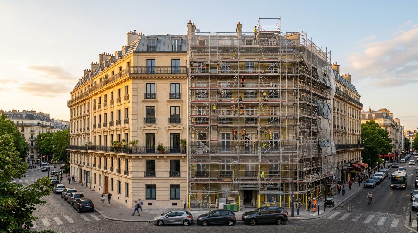 Bâtiment résidentiel en cours de rénovation énergétique — Home Expert Habitat