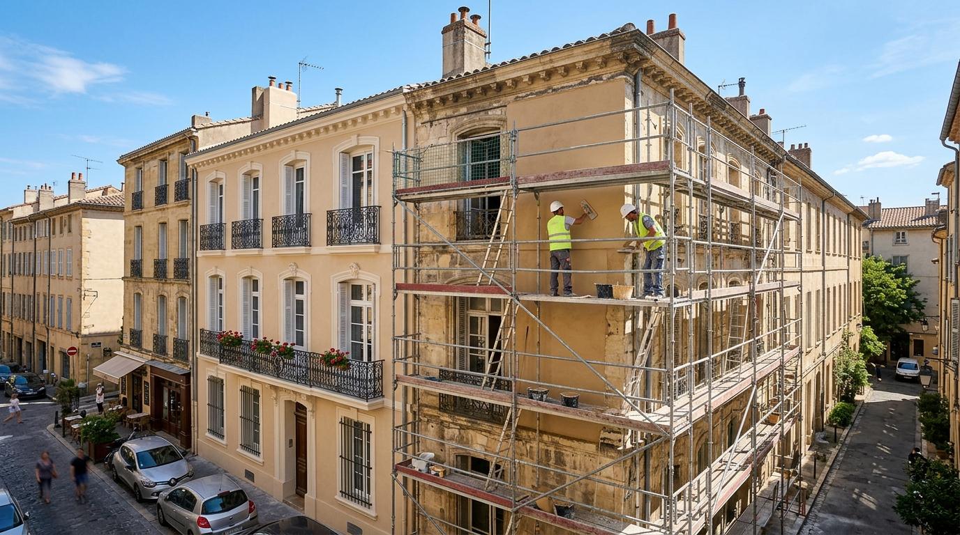 Ravalement de façades — chantier Home Expert Habitat