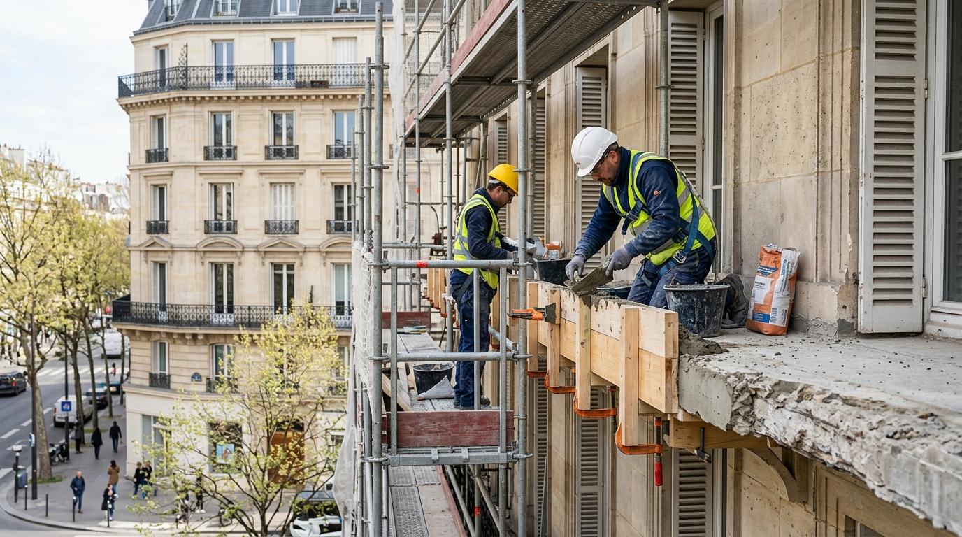 Traitement des balcons — chantier Home Expert Habitat